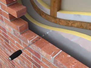 Helical timber frame wall ties in situ image